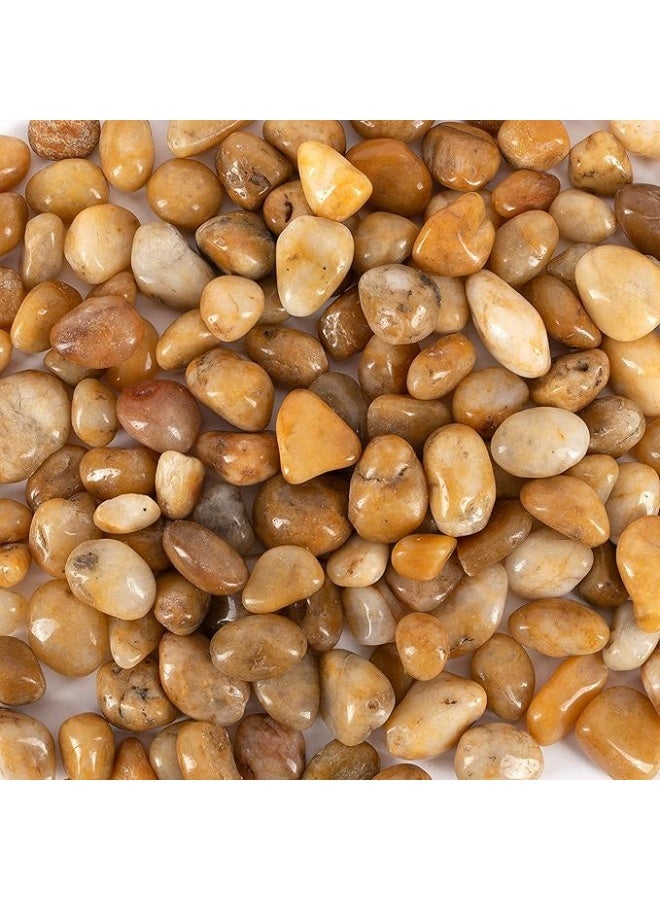 Light Brown Smooth & Polished Decorative Medium Size Stones Pebbles for Aquarium Garden Landscaping Plants and Home Interior & Exterior Decoration Durable Rocks Gravel for Decor (Medium - 1kg) - Image 1