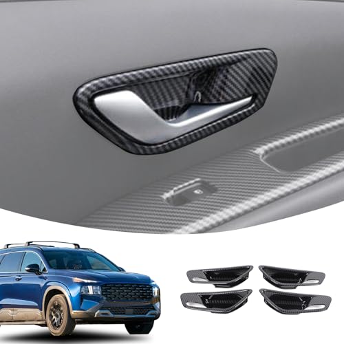 Lcojicep Car Inner Door Handle Bowl Cover Trim Compatible with Hyundai Tucson/Santa Cruz 2022-2024 Inner Door Handle Bowl Cup Bottom Protector Cover Decorative Accessories (Carbon Fiber) - Image 1