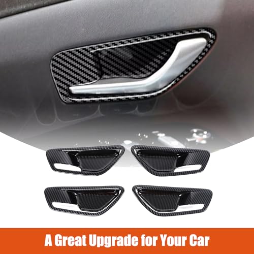 Lcojicep Car Inner Door Handle Bowl Cover Trim Compatible with Hyundai Tucson/Santa Cruz 2022-2024 Inner Door Handle Bowl Cup Bottom Protector Cover Decorative Accessories (Carbon Fiber) - Image 5