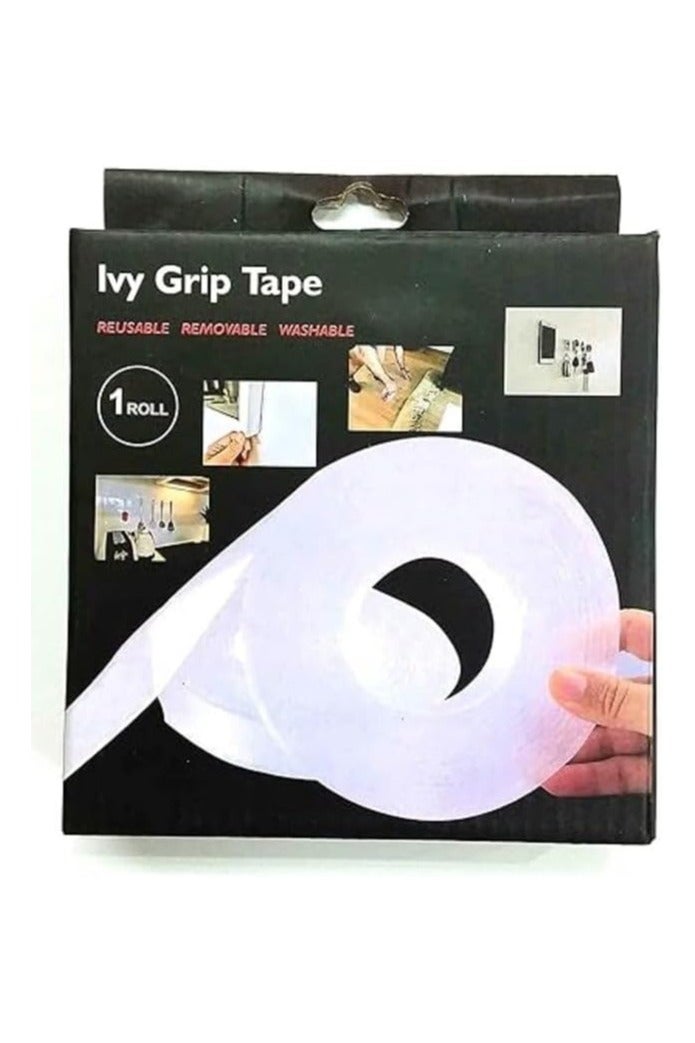 Ivy Grip Tape – Reusable Nano Gel Double-Sided Adhesive Tape – Washable & Removable – 1 Roll (Transparent) - Image 1