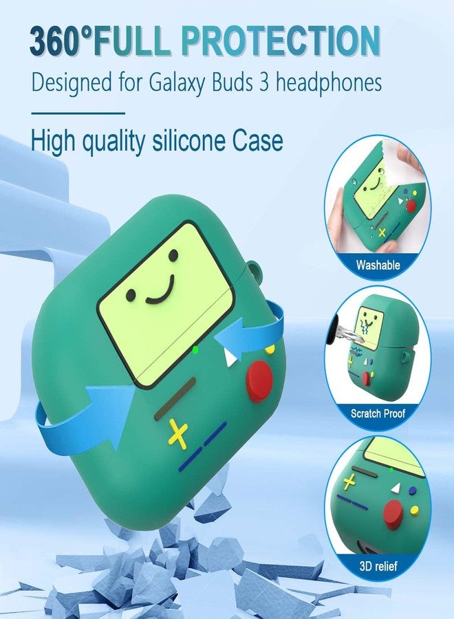 BIQIRE Cute Case for Galaxy Buds 3 Pro / Buds3 (2024), Funny 3D Cartoon Soft Silicone Protection Cover Skin Compatible with Samsung Buds 3 Accessories with Keychain & Cleaner Kit (Green) - Image 3
