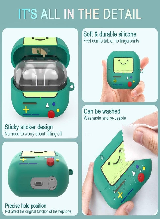 BIQIRE Cute Case for Galaxy Buds 3 Pro / Buds3 (2024), Funny 3D Cartoon Soft Silicone Protection Cover Skin Compatible with Samsung Buds 3 Accessories with Keychain & Cleaner Kit (Green) - Image 5