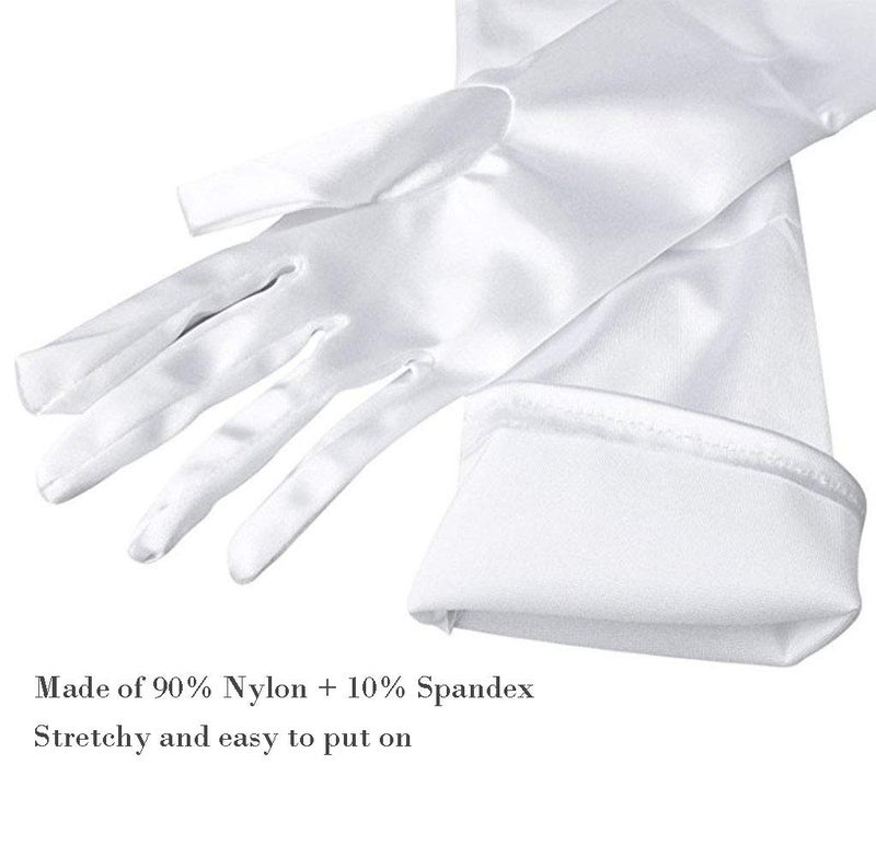 Lansian Women's 21.6'' Long Satin Gloves White Elbow Length 1920s Opera Bridal Dance Gloves For Evening Party Opera Costume, White - Image 5