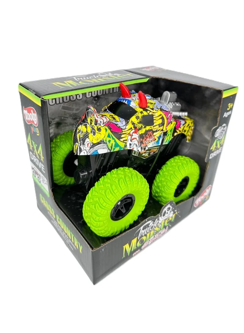 تولي شاحنة وحش ترفيهية  بعجلات خضراء نيون للطرق الوعرة