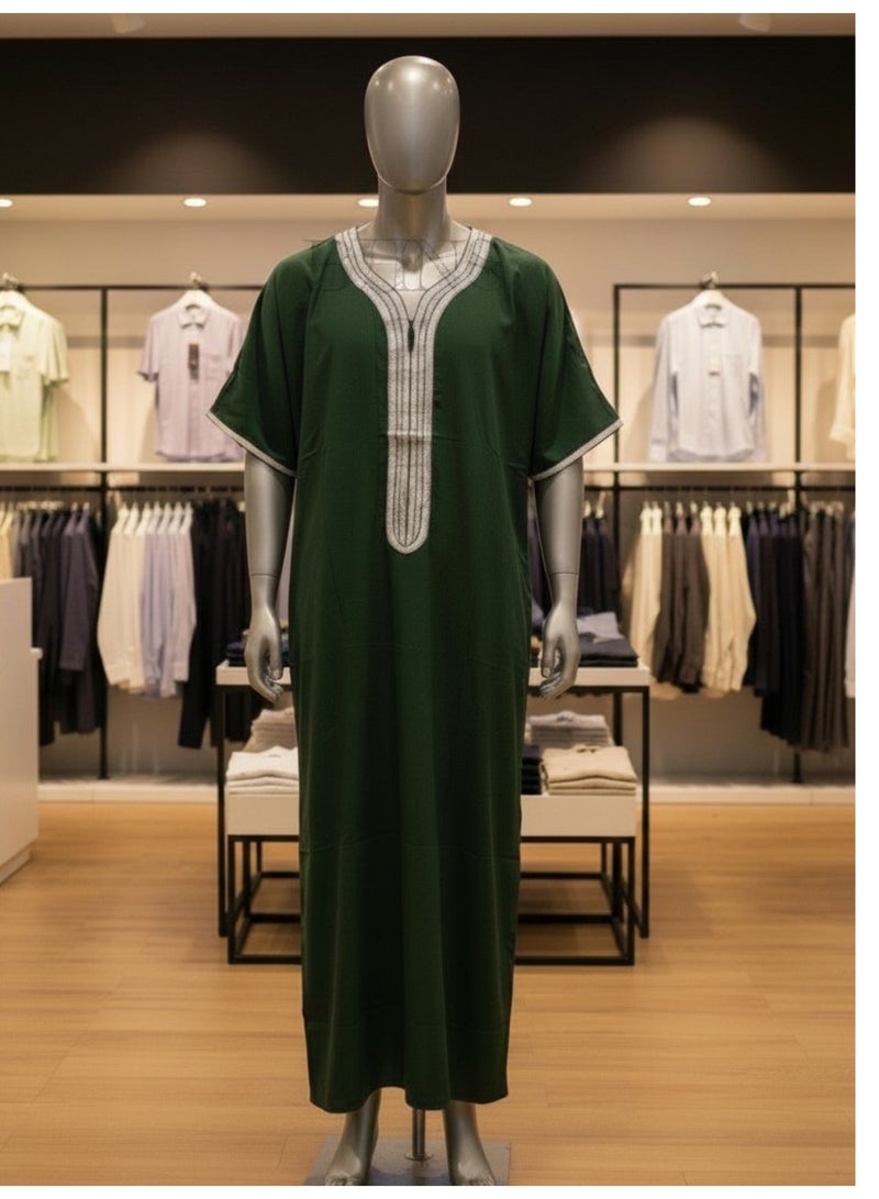 Men's Shirt, Nightgown, Moroccan Robe, Comfortable Men's Gifts Luxury Men's House Robe for Comfort Moroccan Shirt, Men's Summer Shirt, Short Sleeve Shirt, Men's Robe Comfortable Men's Gifts - Image 3