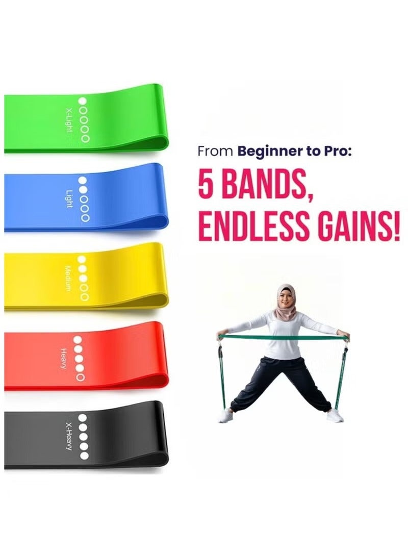 vesus Resistance band,Portable resistance bands for workout,Natural latex material,Heavy duty,5 different resistance levels,For Strength Training & Fitness Workouts, Pilates, Yoga Physical - Image 1