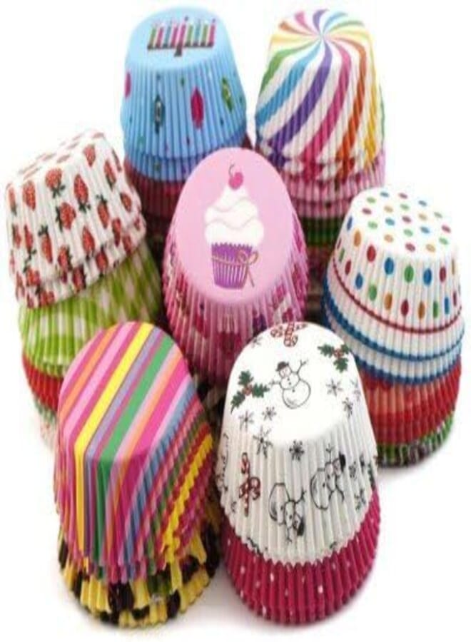 Royals Fancy Color Muffin Paper Cups/Liners (Single/Assorted Color/Prints) - 300 Pcs