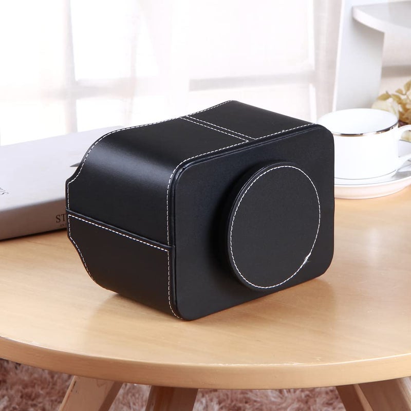 PUSU Remote Control Holder 360 Degrees Rotatable Desk Stationery Supply Organizer PU Leather Desktop Storage Box for Controllers Media Bedside Spinning TV Caddy iPad Mobile Pencil Cosmetic - Image 4