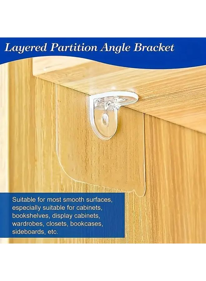 30pcs Transparent Adhesive Shelf Brackets No Drill Installation Strong Sticky Hooks For Closet Cabinet Organization - Image 3