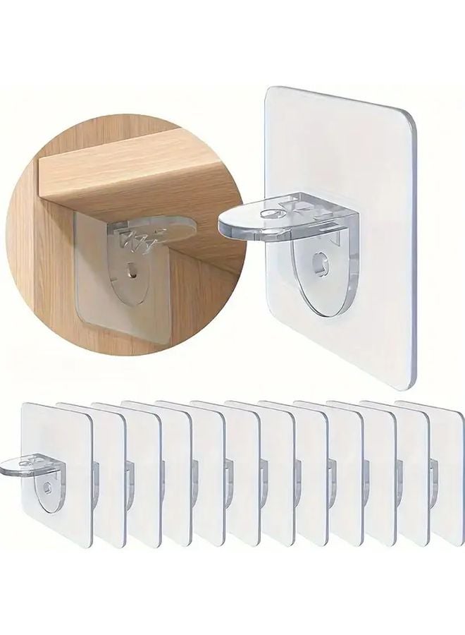 30pcs Transparent Adhesive Shelf Brackets No Drill Installation Strong Sticky Hooks For Closet Cabinet Organization - Image 2