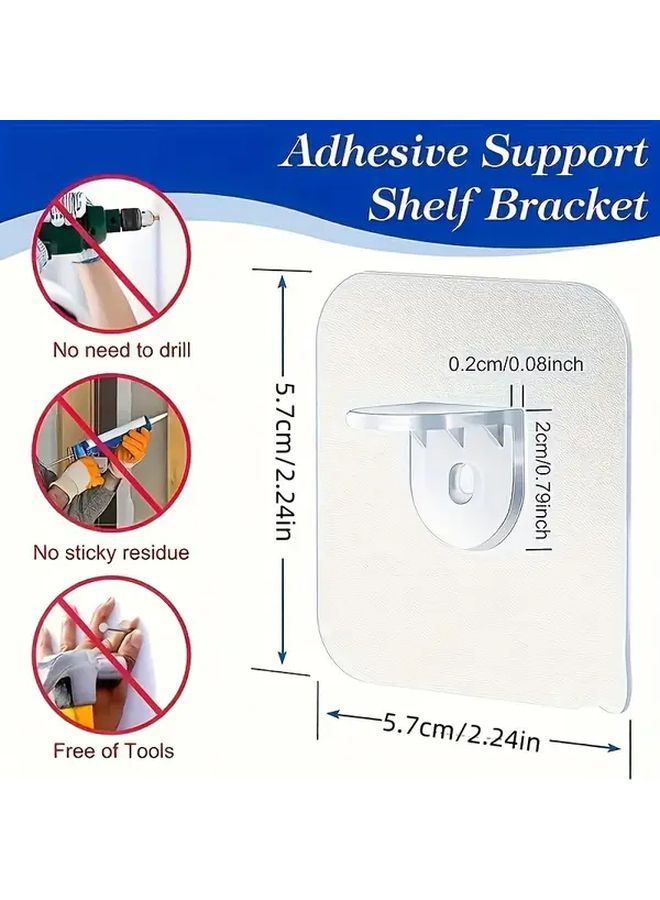 30pcs Transparent Adhesive Shelf Brackets No Drill Installation Strong Sticky Hooks For Closet Cabinet Organization - Image 4