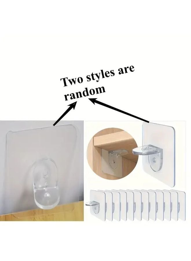 30pcs Transparent Adhesive Shelf Brackets No Drill Installation Strong Sticky Hooks For Closet Cabinet Organization - Image 5
