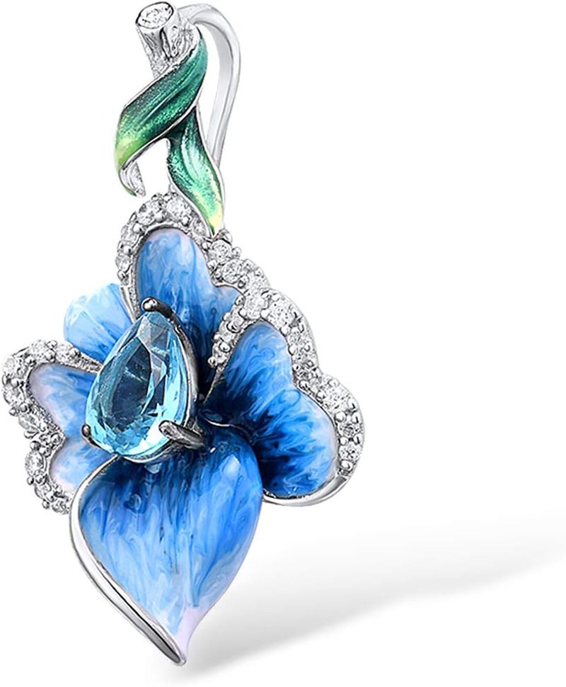 Santuzza 925 Sterling Silver Handmade Enamel Flower Pendant for Women - Image 2