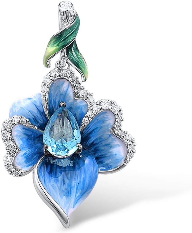 Santuzza 925 Sterling Silver Handmade Enamel Flower Pendant for Women - Image 1