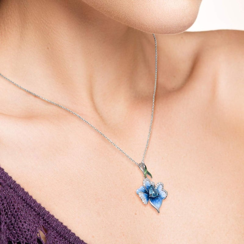 Santuzza 925 Sterling Silver Handmade Enamel Flower Pendant for Women - Image 5