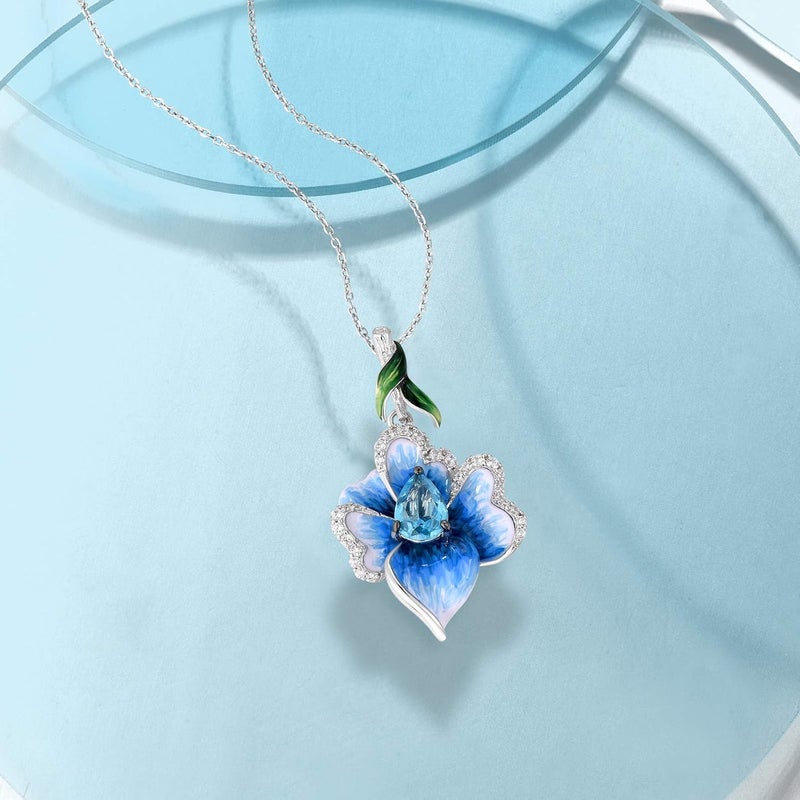 Santuzza 925 Sterling Silver Handmade Enamel Flower Pendant for Women - Image 4