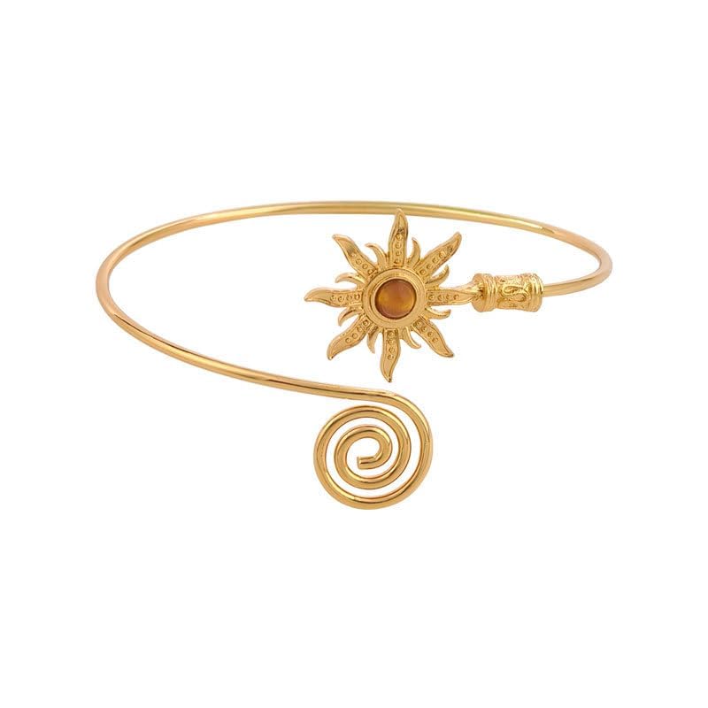 squishy Arm Cuff Jewellery for Women, Cuff Bracelet for Woman, Stylish Latest Hand Bracelet for Women, Gold Tone Sun Design, Suitable for Wedding Party Fashion Enhancement - Image 1