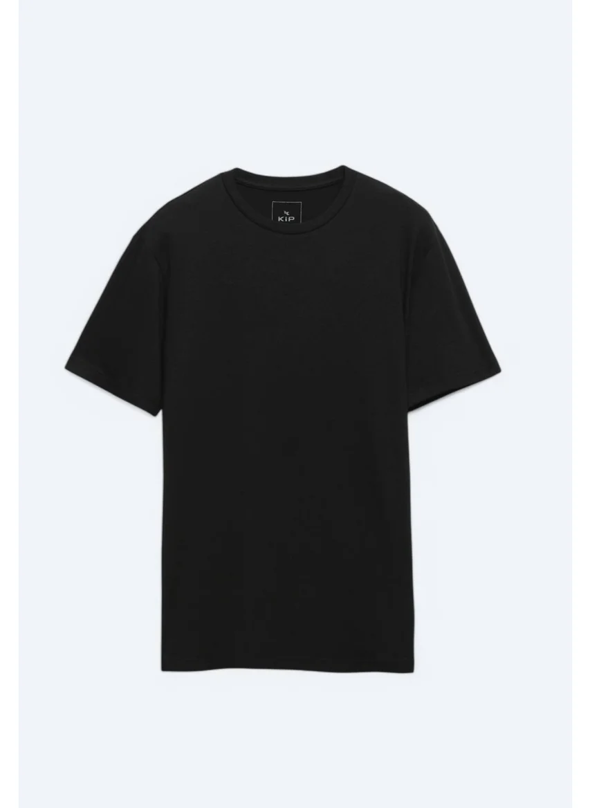 Kip Black Crew Neck Cotton Blend T-Shirt