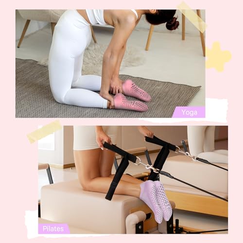 Muezna 6 Pairs Pilates Grip Socks for Women, Non Slip Yoga Socks with Grips, Grippy Socks for Barre, and Hospital - Image 2