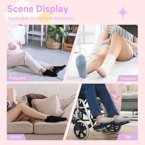 Muezna 6 Pairs Pilates Grip Socks for Women, Non Slip Yoga Socks with Grips, Grippy Socks for Barre, and Hospital - Image 4