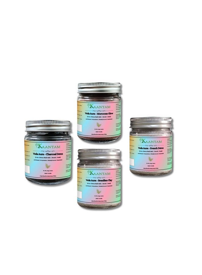 Kaantam Veda Aura Bath Soak Set of 4 | Natural Blend with Epsom & Himalayan Pink Salt, Clays & Essential Oils | For Tub, Foot Soak, Scrub & Self-Care Rituals - Image 1