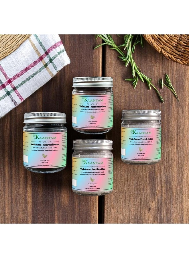 Kaantam Veda Aura Bath Soak Set of 4 | Natural Blend with Epsom & Himalayan Pink Salt, Clays & Essential Oils | For Tub, Foot Soak, Scrub & Self-Care Rituals - Image 2