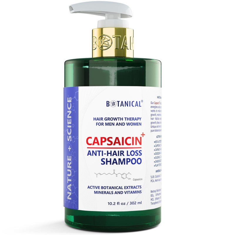 BOTANICAL HAIR GROWTH LAB Botanical Capsaicin Shampoo for Hair Loss and Hair Thinning Oil-Free Scalp Stimulating Natural Shampoo For Men & Women 10.2 Fl Oz - Image 1