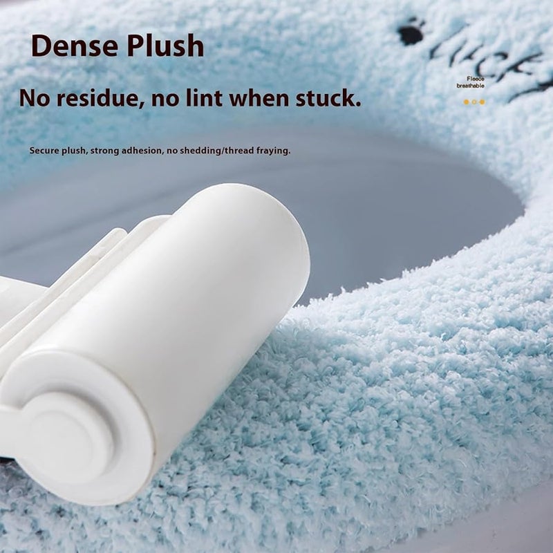 غطاء مقعد المرحاض الأزرق المخملي مع مقبض لراحة الحمام في الشتاء - Image 5