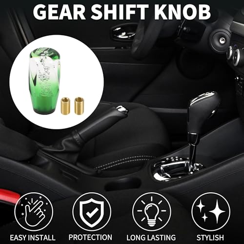 TUCKBOLD Car Shift Knob 10cm Front Shift Lever Knob Universal for Automatic and Manual Vehicle Acrylic Clear Green with 2 Adapter 1 Set - Image 3