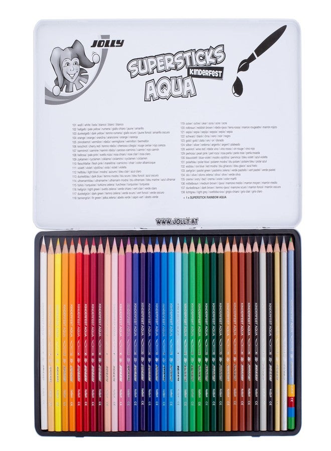 Jolly Supersticks Premium European Aqua Watercolor Pencils with Tin Carrying Case; Set of 36 - Image 5