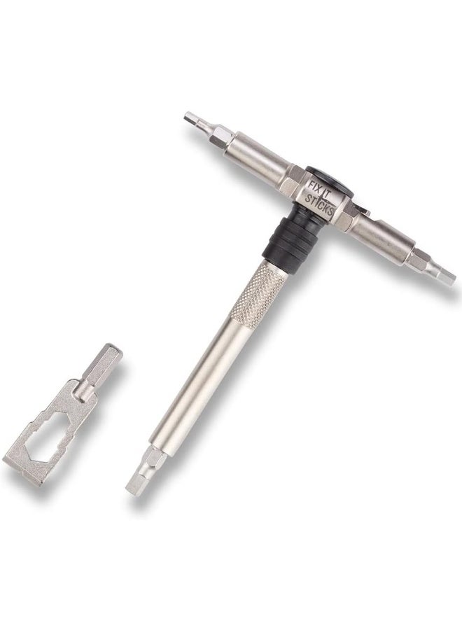 FIX IT STICKS Compact Ratcheting Multi-Tool - EDC Set with Ratcheting Locking Hex T-Way Wrench, Mini Pry Bar and 15 Bits Included - Image 3