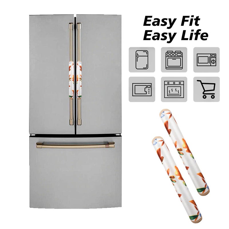 Kuber Industries Kuber Industries Fridge Handle Cover Polyester Fridge Door Handle Protector Fridge Door Handle Cover Leaf Kniting Fridge Handle Cover 2 Piece Set Cream  - Image 5