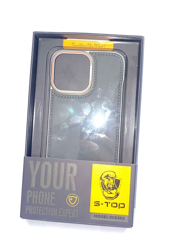 S-TOP Aviation Aluminum Alloy Leather Case for iPhone 16 Pro Max , Slim Fit Metal Case, Lightweight Top-Grain Leather Phone Case Blue - Image 2