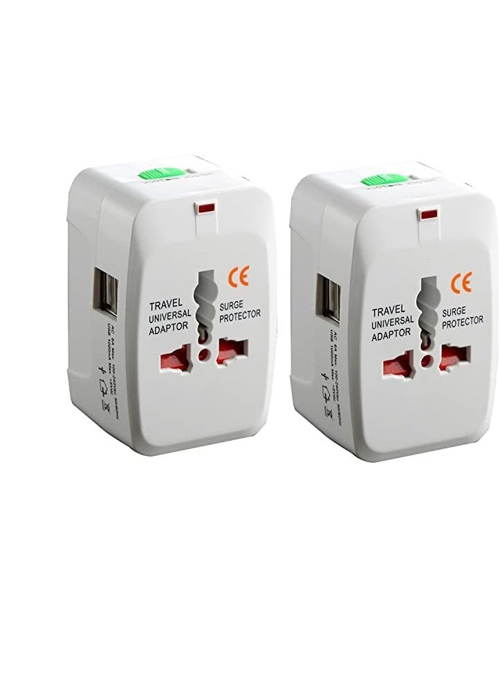 Generic Universal Travel Plug Adapter All in One Portable Travel Adapter Wall AC Power Plug Adapter Wall Charger with Dual USB Charging Ports for Cell Phone Mobile Laptop Pack of 2  - Image 1