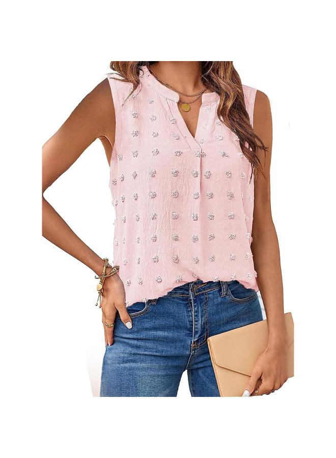 Summer European And American Women's New Jacquard Sleeveless V-neck Vest T-shirt Women's Clothing
