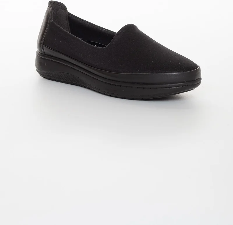 Dilimler Ayakkabı Slices Shoes Leather Stretch Black Women's Casual Shoes