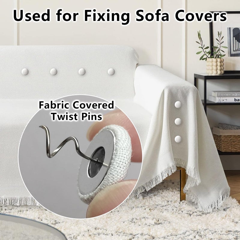 AHAILUOO Fabric Covered Twist Pins for Upholstery, 8 Colors, Button Pins for Sofa, Bed Skirts, Slipcovers (12 Middle Gray) - Image 5