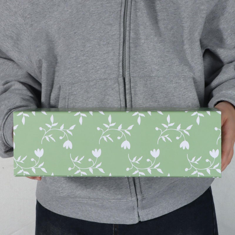 LFBOX Green Leaves Gift Box with Magnetic Lids 13.8x8.3x4.4 in, Large Bridesmaid Proposal Boxes, Rectangle Wedding Decorative Storage Box 1 Pack - Image 5