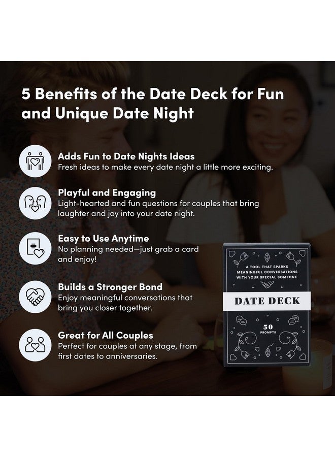 BestSelf Co. BestSelf Date Deck - 50 Conversation Cards Engaging for Couples - Fun and Thought-Provoking Date Night Game - Playing Cards to Unlock Deeper Connection and Intimacy - Image 2