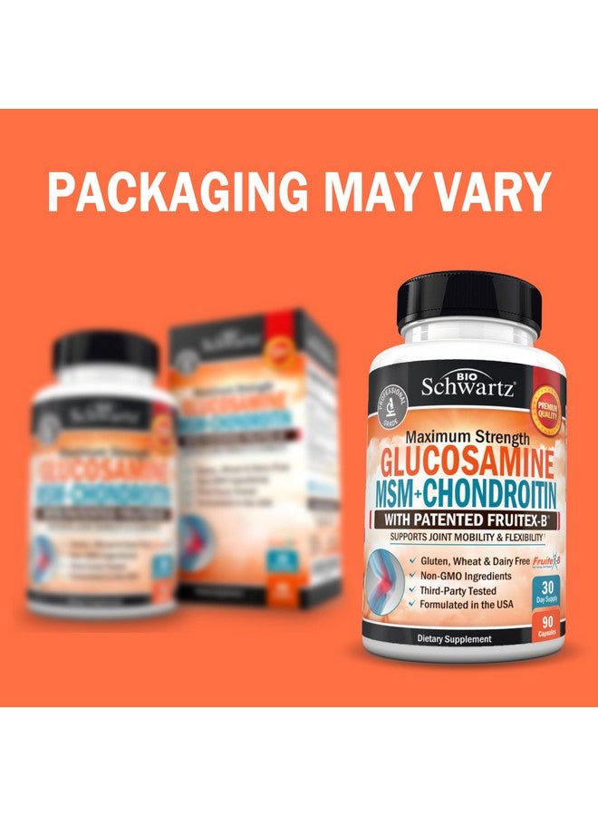 بيو شوارتز مكمل غذائي لدعم المفاصل، جلوكوزامين كوندرويتين MSM - معتمد من هيئة معايير الغذاء والدواء الأمريكية (FSA) - ببتيدات الكولاجين، الكركم والزنجبيل، حمض الهيالورونيك، كبريتات الجلوكوزامين كوندرويتين - خالٍ من الغلوتين، غير معدل وراثيًا، 90 كبسولة - Image 1