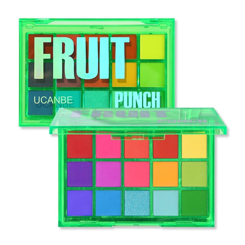 UCANBE Bright Colorful Neon Rainbow Makeup Eyeshadow Palette 15 Shades Green Purple Yellow Make Up Pallets Kit Vibrant Shimmer Matte Pigmented Blendable - Fruit Punch - Image 1