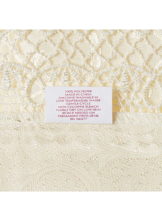 Violet Linen Imperial Embroidered Vintage Lace Design 70" X 140" Oblong/Rectangle Tablecloth in White - Image 4