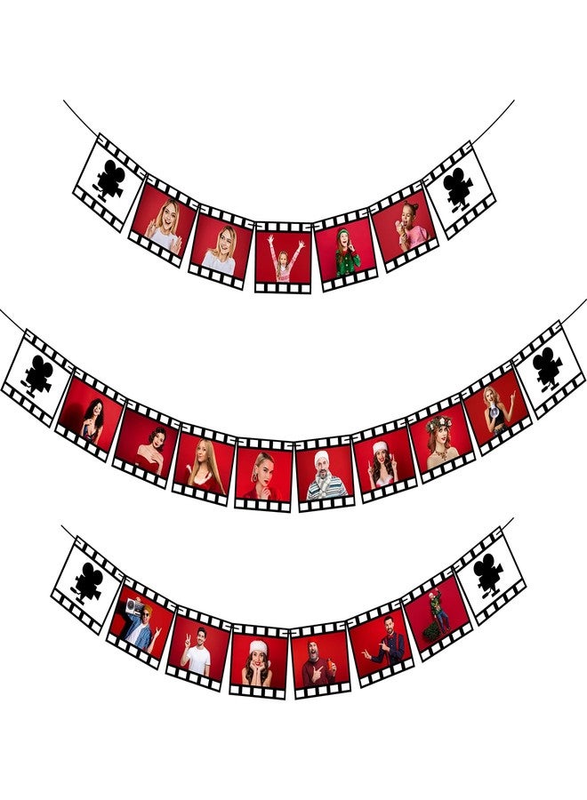 Panelee 3 Pcs Movie Night Photo Banner, Filmstrip Banner Sign for Movie Night Party Decorations Birthday Supplies - Image 1