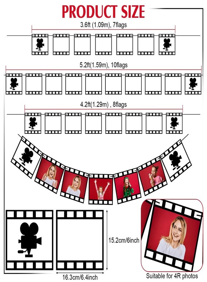 Panelee 3 Pcs Movie Night Photo Banner, Filmstrip Banner Sign for Movie Night Party Decorations Birthday Supplies - Image 2