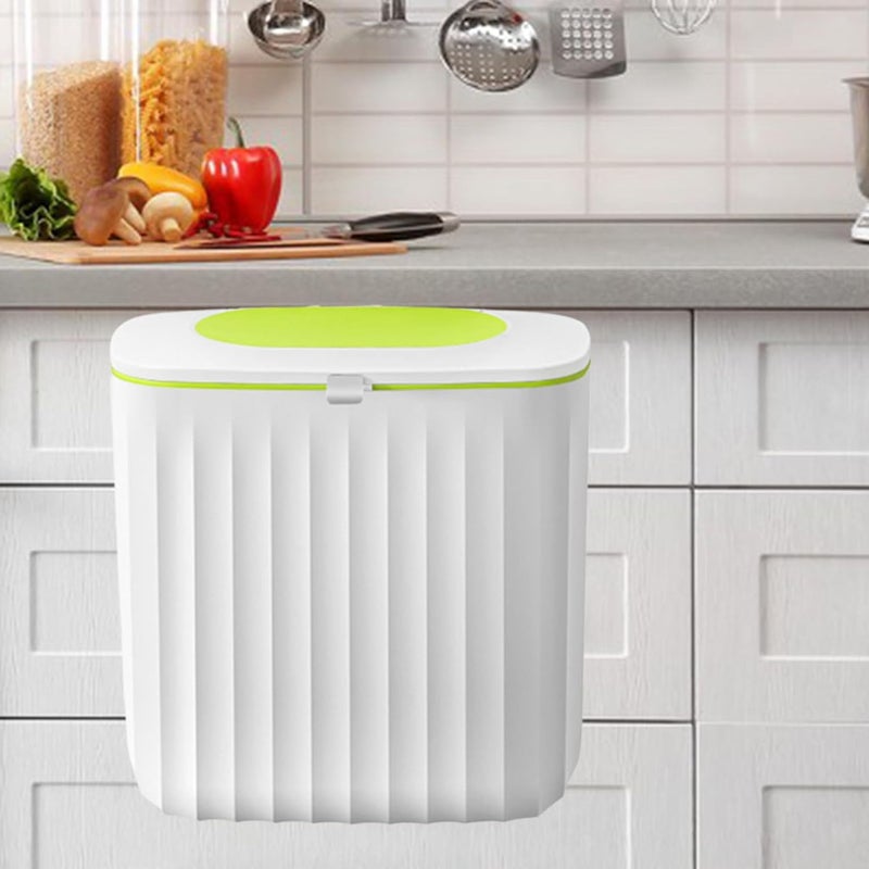 UMAI 8L Plastic Hanging Dustbin For Kitchen With Lid | Waste Bin For Bathroom | Trash Can | Under Sink Garbage Can | Wall Mounted With Double Sided Lid- Green - Image 1