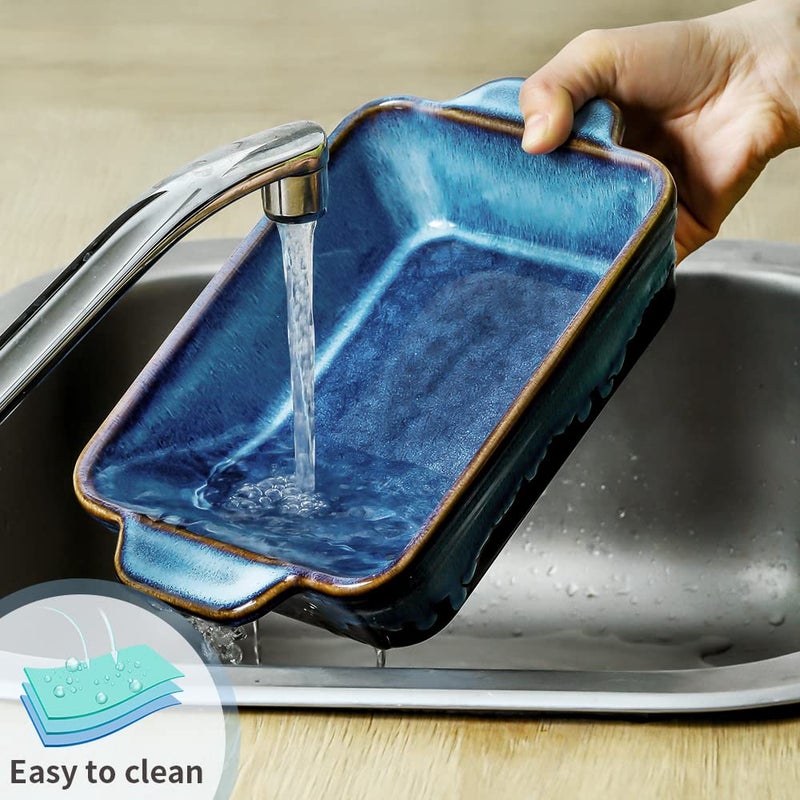 KOOV Bakeware Set, Ceramic Baking Dish, Rectangular Casserole Dish, Lasagna Pan, Baking Pans for Cooking, Cake Dinner, Kitchen, 9 x 13 Inches, Reactive Glaze 3-Piece (Nebula Blue) - Image 5