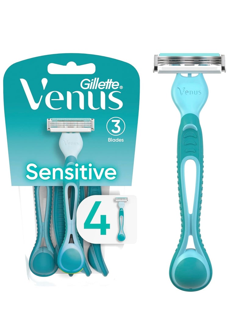 Gillette Venus Simply 3 Sensitive Women's Disposable Razors, Pack of 1 with 4 razors - Image 1