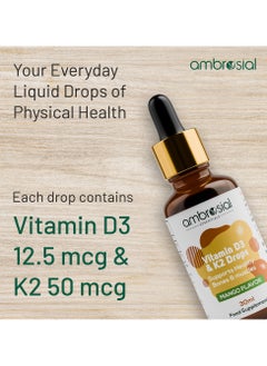 ambrosial Vitamin D3 K2 Drops Mango Flavor Supports For Healthy Bones And Muscles  - Image 2