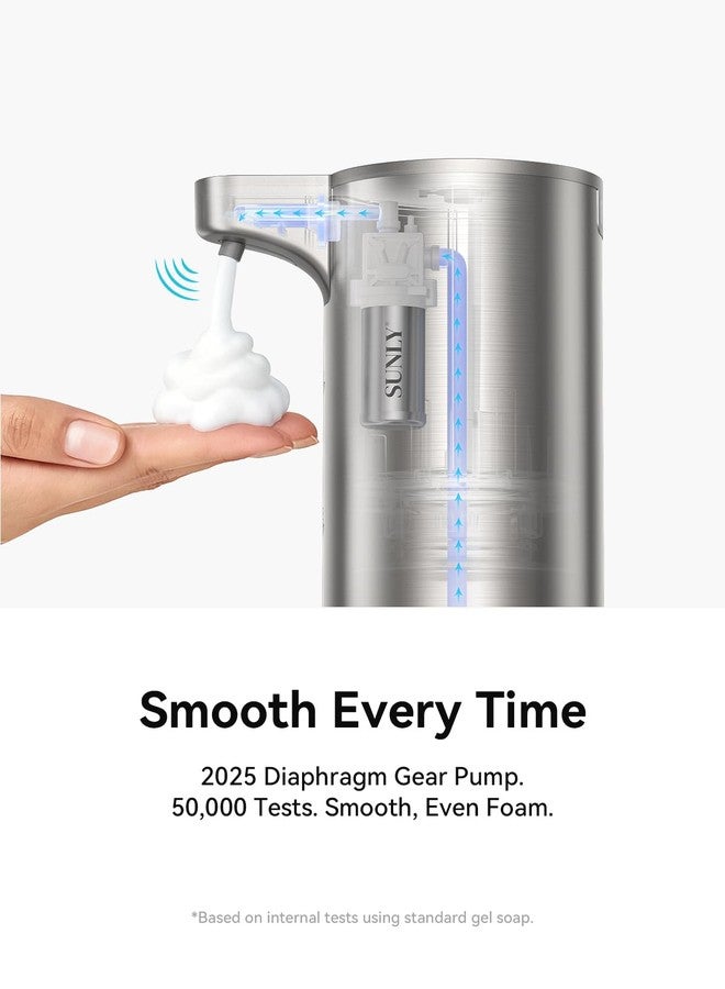 SUNLY Automatic Foaming Soap Dispenser Touchless, 0.2s Fast Sensor, USB-C Rechargeable, Smudge-Resistant Stainless Steel, Hand Soap Dispenser for Bathroom, Kitchen, Hotel, Silver - Image 3