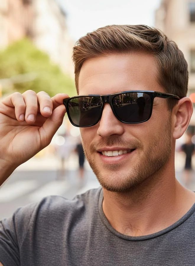 Take Two Men Black Square Frame Sunglasses